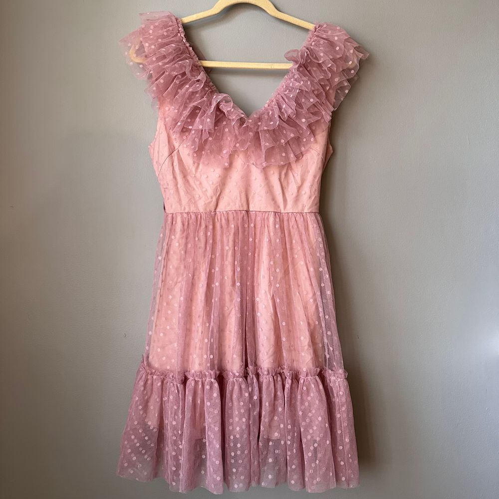 Simplee Minidress Small Pink Tulle Polka Dots Ruffles Coquette‎ Feminine Ballet
